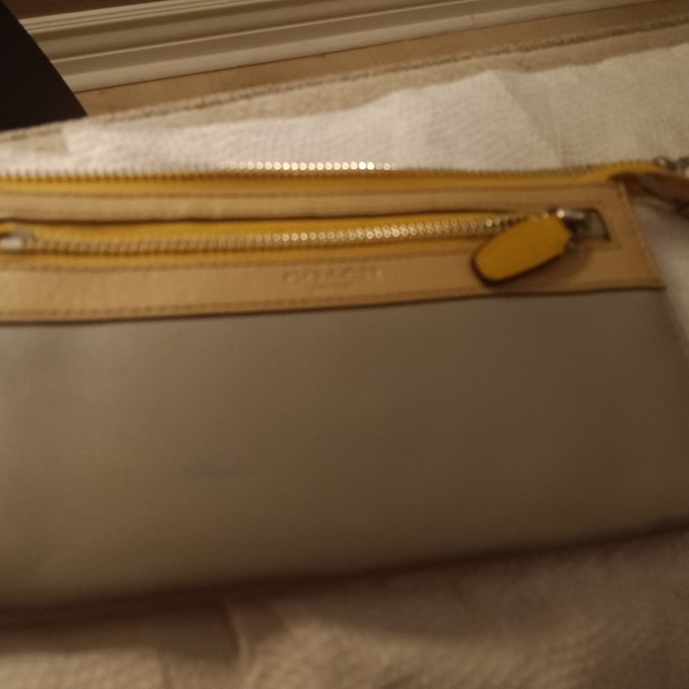 Coach Two-Tone Yellow and Gray Wristlet